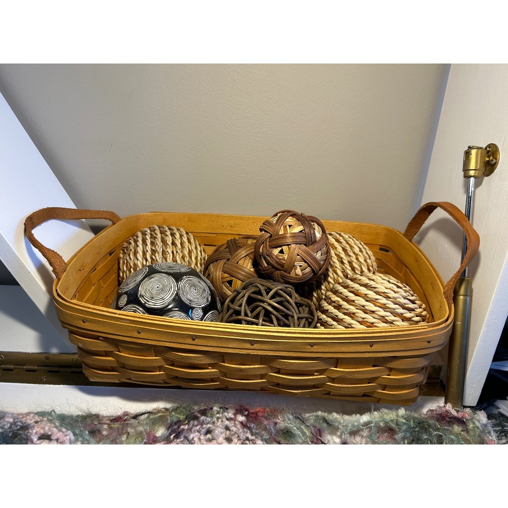 Longaberger serving Basket with‎ Leather handles